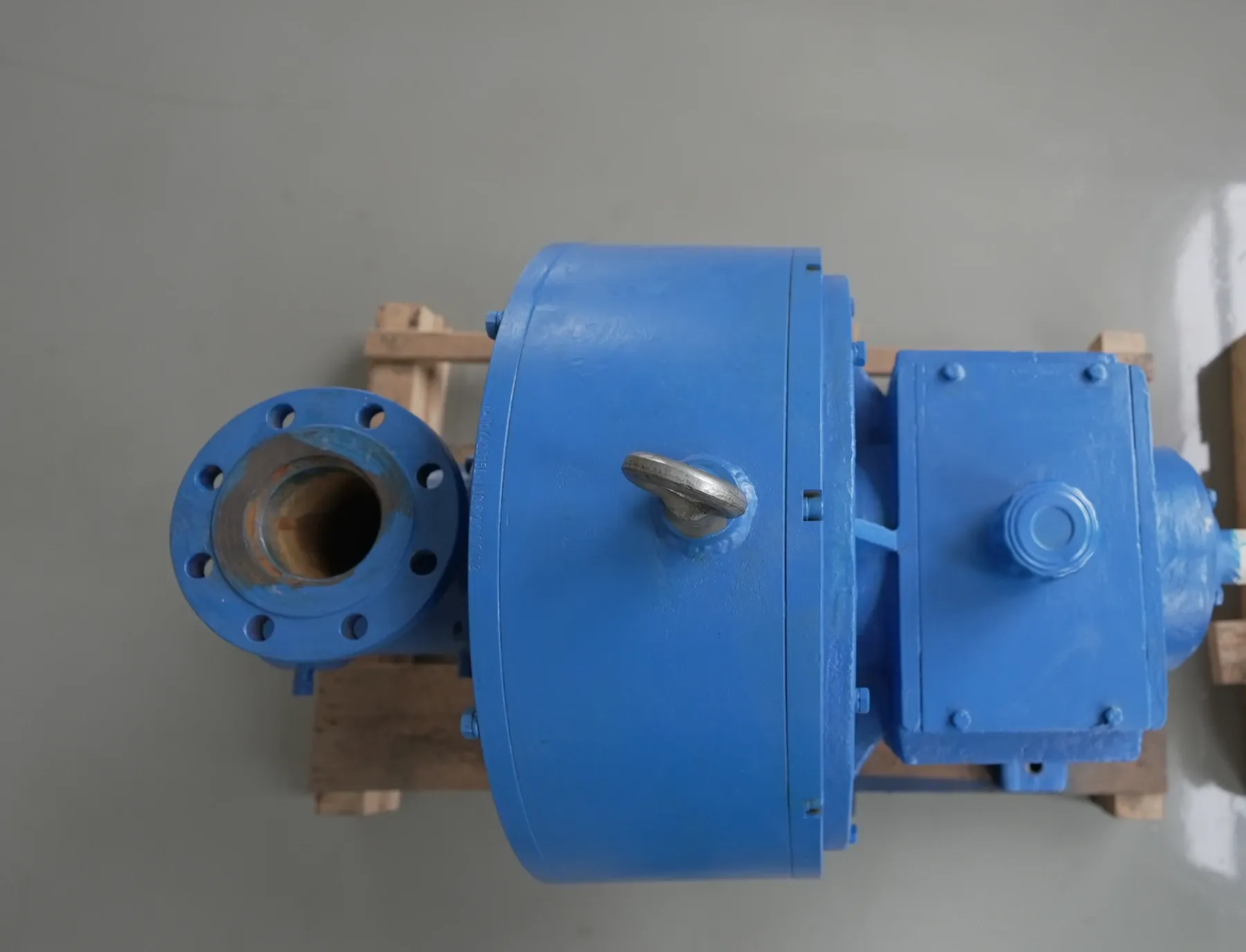 Rotary jet pump casing viewed from the inlet connection.