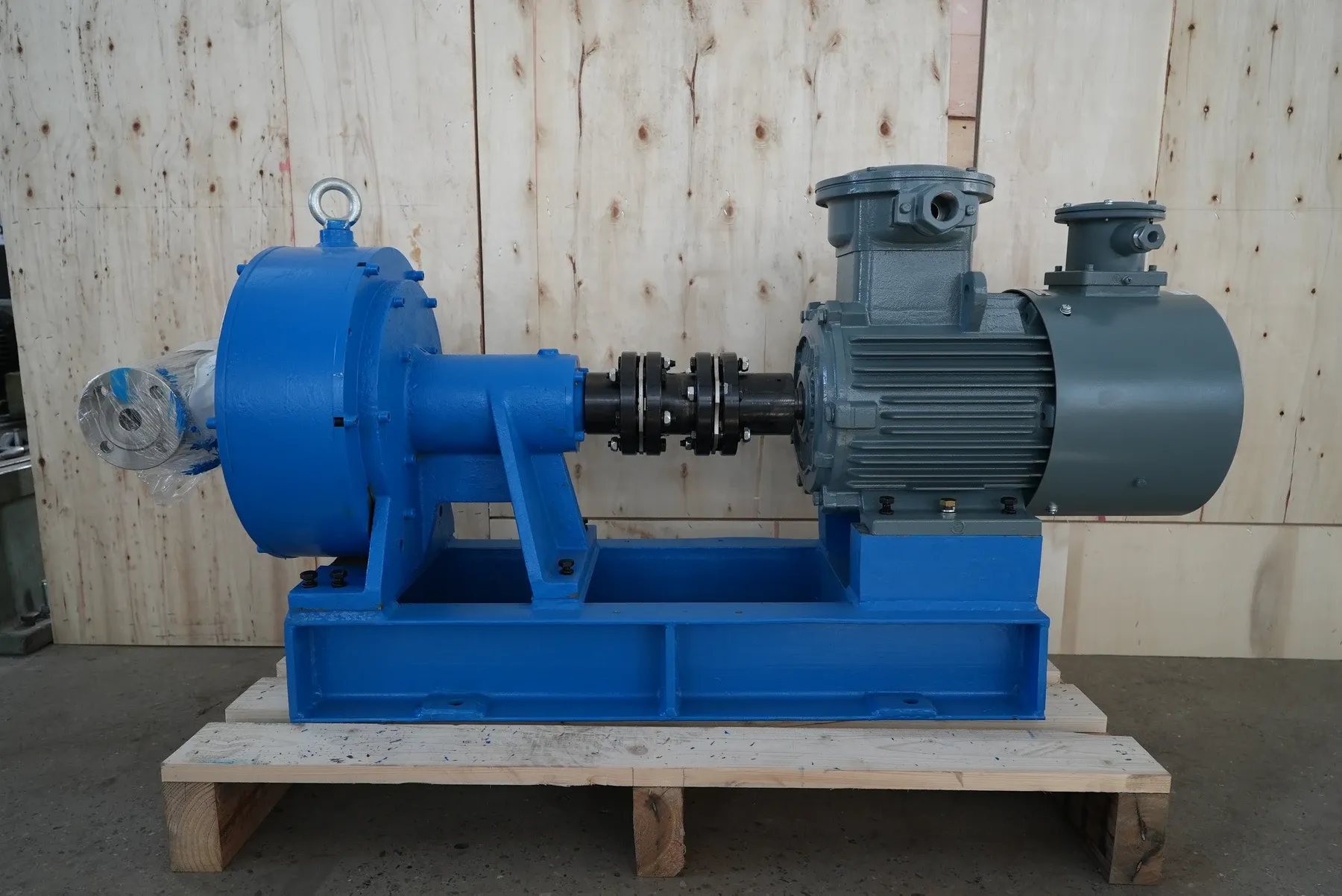 Rotary jet pump and electric motor on a common base.