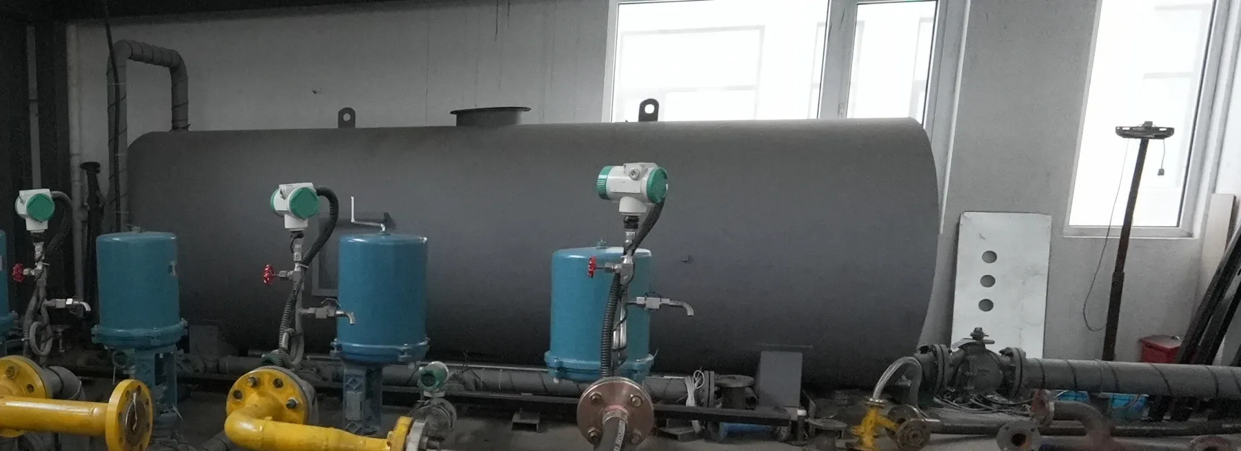 Pump performance test piping with valves and instruments.